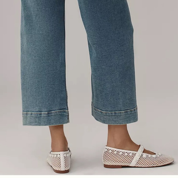 Anthropologie The Colette Crop Wide-Leg Jeans by Maeve Size 28P palms wash - Picture 15 of 15